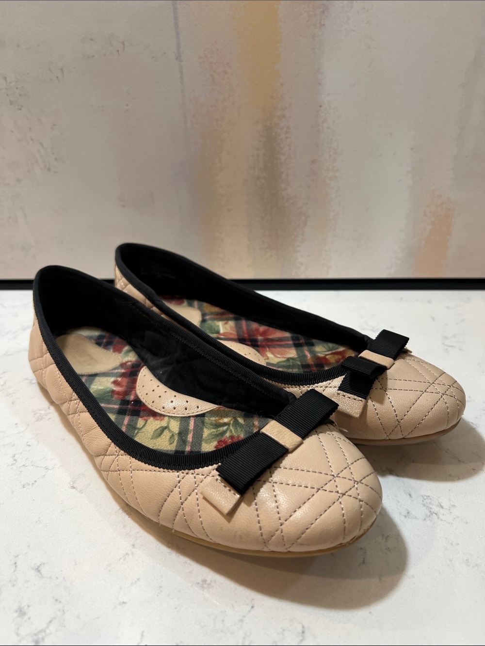 Born quilted leather ballet flats in a beige size 9.5